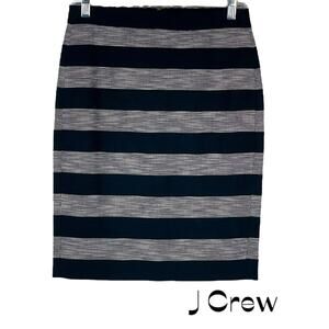 J Crew Classic Black Cream Stripe Academia Office Career Pencil Skirt NWT Size 0